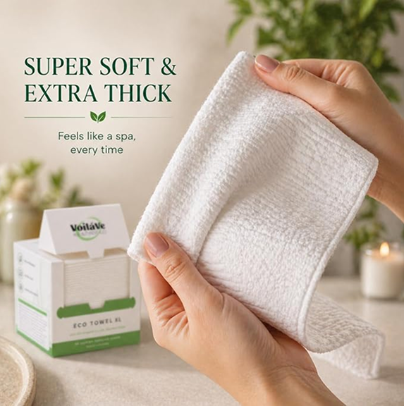 VoilaVe Disposable Face Towels, 50 Count
