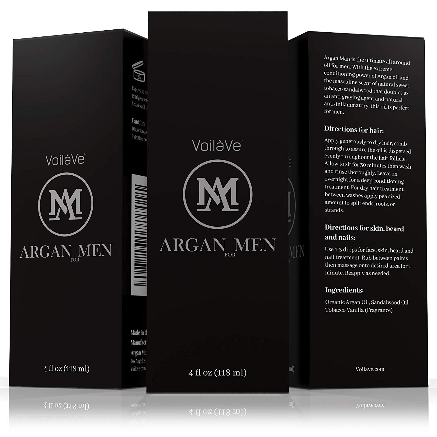 VoilaVe Argan Man Skin, Hair, Beard, and Body Oil for Men