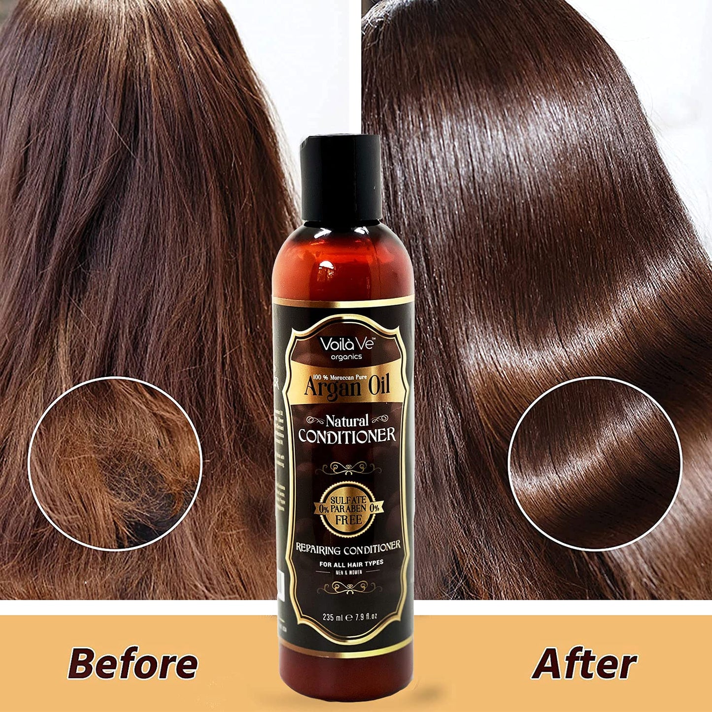 VoilaVe Argan Conditioner - Sulfate & Paraben Free Conditioner - 235ml, 8 fl oz